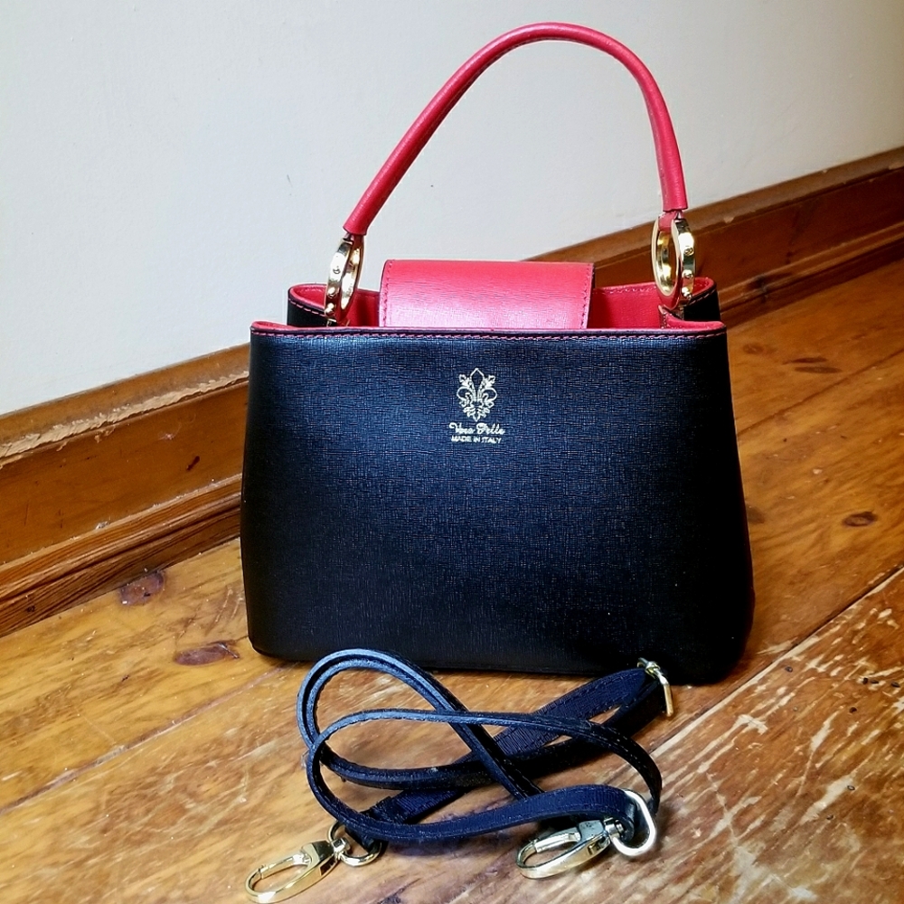 Gorgeous Handmade Italian Handbag, red $ black, NWOT